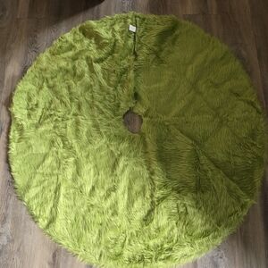 48 Inch Faux Fur Christmas Tree Skirt Green Plush Skirt Grinch